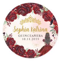 Floral Bourgogne Gold Quinceanera Anniversaire Fav