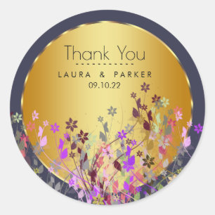 Sticker Rond Floral Chic Girly Mariage de Merci Personnaliser
