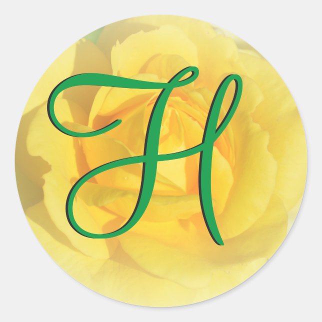 Sticker Rond Floral Citron rose jaune 3d Monogramme (Devant)