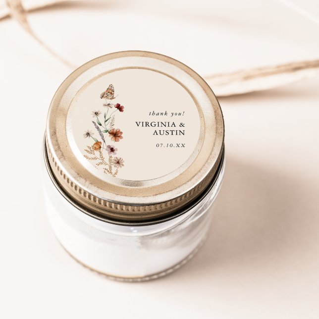 Sticker rond Floral classique Boho (Boho Floral Classic Round Sticker
)