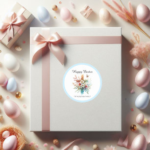 Sticker Rond Floral Cross Pastel Aquarelle religieuse Pâques