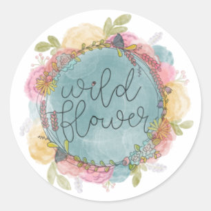 Sticker Rond Floral de couronne fleur sauvage