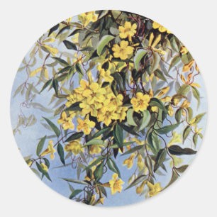 Sticker Rond Floral de fleurs jaunes de la Caroline Vintage