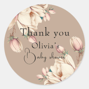 Sticker Rond Floral de magnolia botanique
