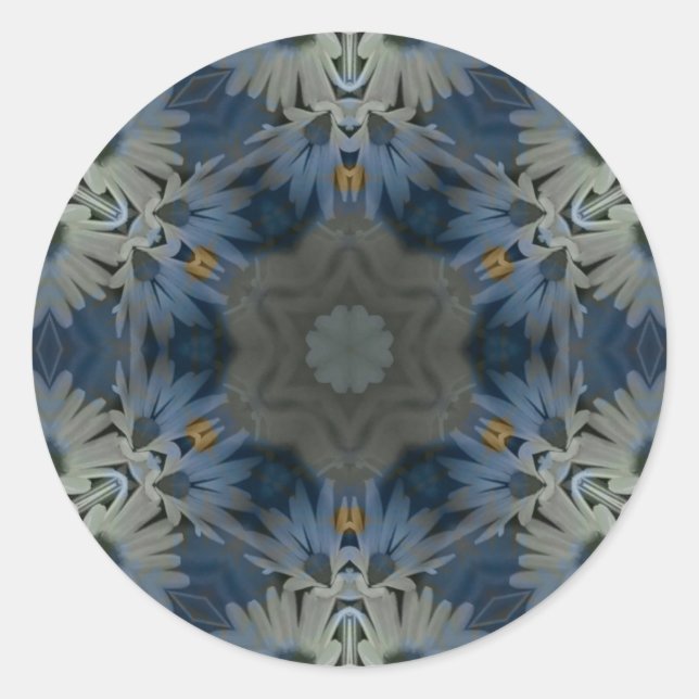 Sticker Rond Floral de marguerite bleu antique (Devant)