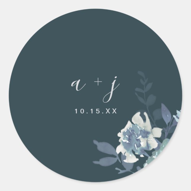 Sticker Rond Floral de pivoine luxuriante avec Monogramme et Ma (Devant)