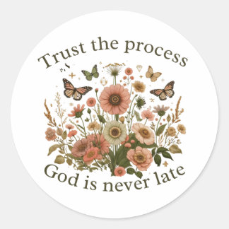 Sticker Rond Floral design with butterflies – Christian quote “