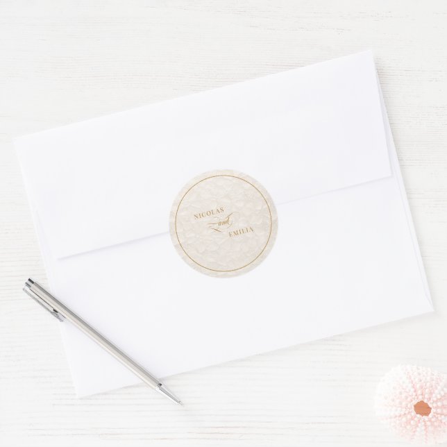 Sticker Rond Floral Élégant Mariage de calligraphie (Enveloppe)
