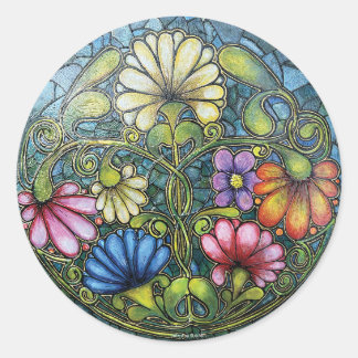 Sticker Rond Floral Family Circle