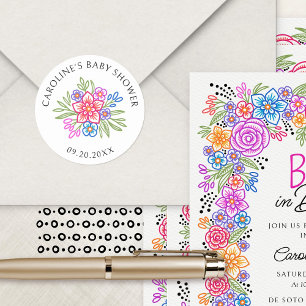 Sticker Rond Floral Fiesta Vivid Baby shower