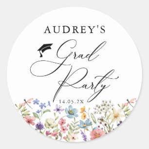 Sticker Rond Floral Fleur sauvage moderne Grad Party