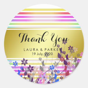 Sticker Rond Floral Girly Chic Merci or Mariage