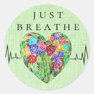 Sticker Rond Floral Heartbeat Breathe