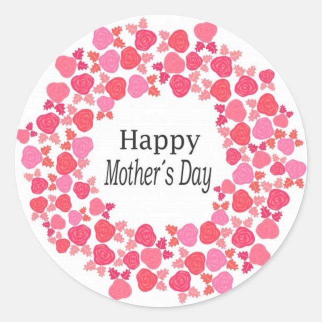 Sticker Rond Floral Joyeuse Fête des mères (Devant)