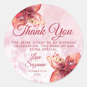 Sticker Rond Floral Lily Party Merci Favoriser