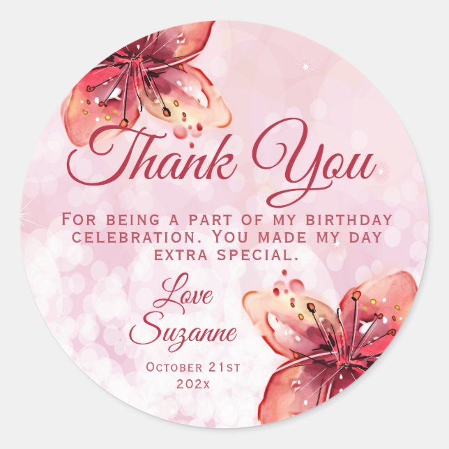 Sticker Rond Floral Lily Party Merci Favoriser (Devant)