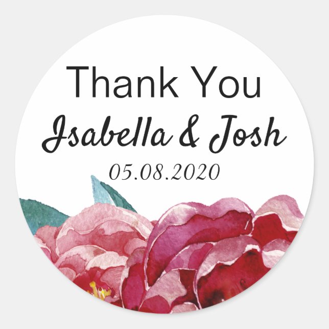Sticker Rond Floral Marsala Peony Merci (Devant)