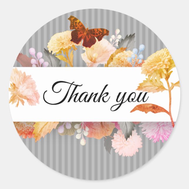 Sticker Rond Floral merci (Devant)