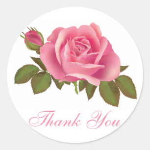 Sticker Rond Floral Merci rose Fleur