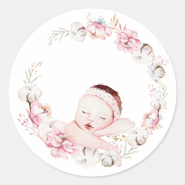 Sticker Rond Floral nouveau-né (Devant)