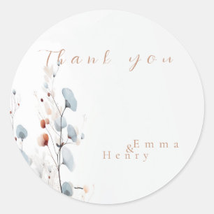 Sticker Rond Floral pastel d'hiver