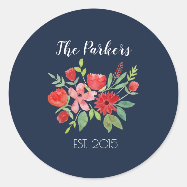 Sticker Rond Floral personnalisé (Devant)