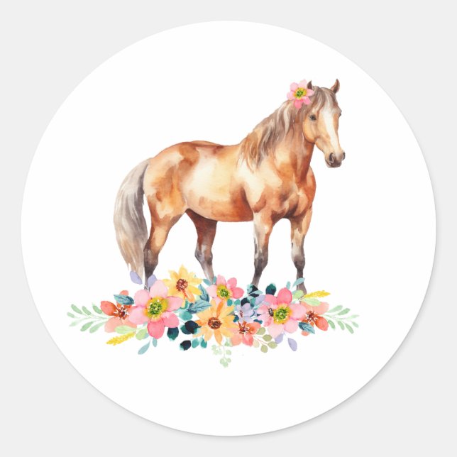 Sticker Rond Floral Pony Anniversaire (Devant)