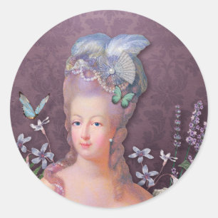 Sticker Rond Floral pourpre de Marie Antoinette