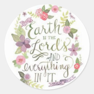 Sticker Rond Floral Psaumes chrétiens Bible Scripture Verse