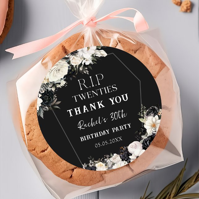 Sticker Rond Floral RIP Années 30e anniversaire (Créateur téléchargé)