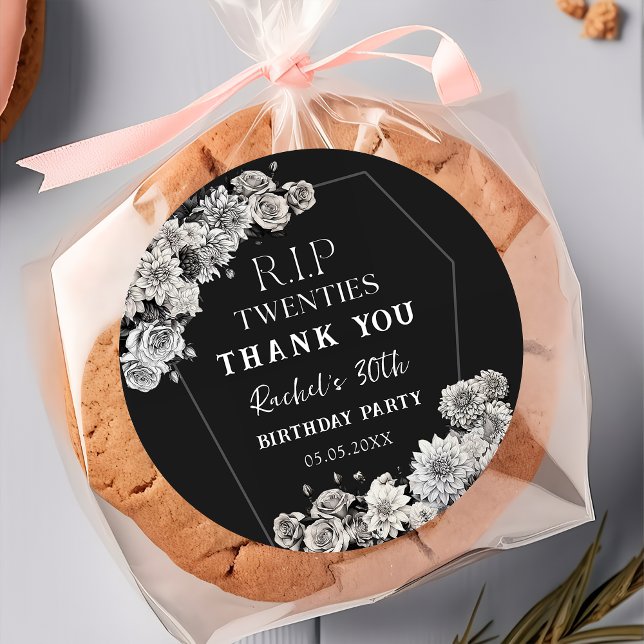 Sticker Rond Floral RIP Années 30e anniversaire (Créateur téléchargé)