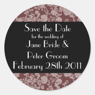 Sticker Rond Floral Rococo Mariage, enregistrer la date autour