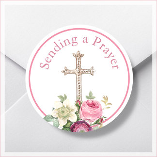 Sticker Rond Floral rose envoyant une prière religieuse