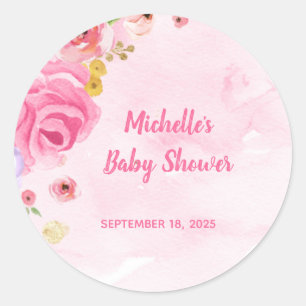 Sticker Rond Floral Rose Gold Girls Aquarelle