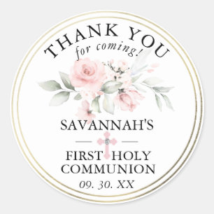 Sticker Rond Floral rose Premier Merci de communion