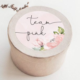 Sticker Rond Floral rose sexe révéler équipe fille, équipe rose