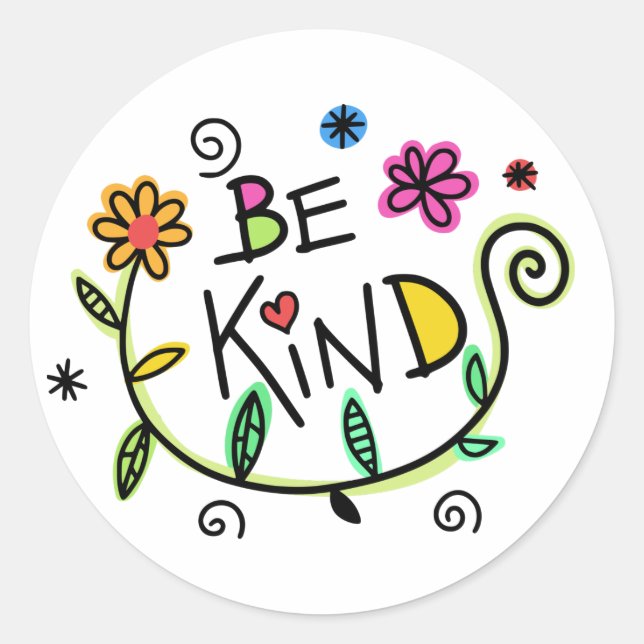 Sticker Rond Floral Sois gentil (Devant)