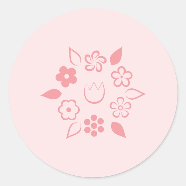Sticker Rond Floral sucré bonbon rose fleurs printemps (Devant)