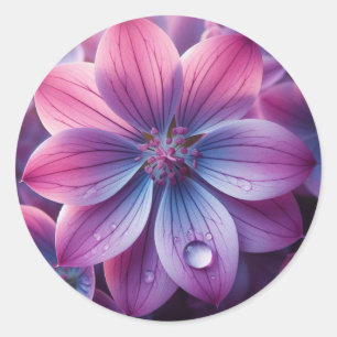 Sticker Rond Floral Violet et Fleur Lilac rose