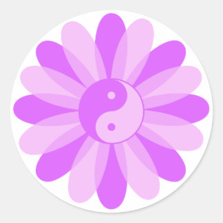 Sticker Rond Floral Yin Yang