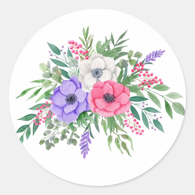 Sticker Rond Flore d'aquarelle de printemps de mignonne Pastel (Devant)