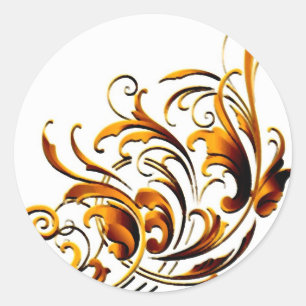 Sticker Rond Flore décorative antique