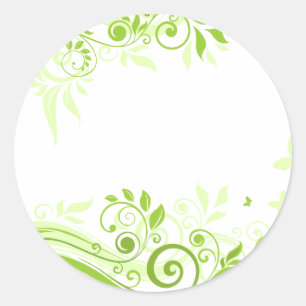 Sticker Rond Flore en teintes de vert frais