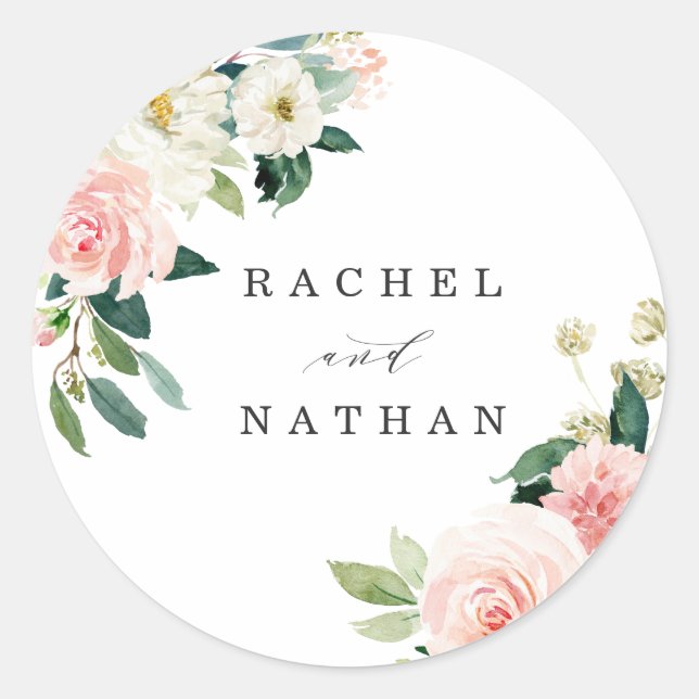 Sticker Rond Flore florale blanche floue personnalisée (Devant)