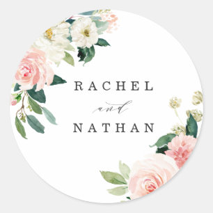 Sticker Rond Flore florale blanche floue personnalisée