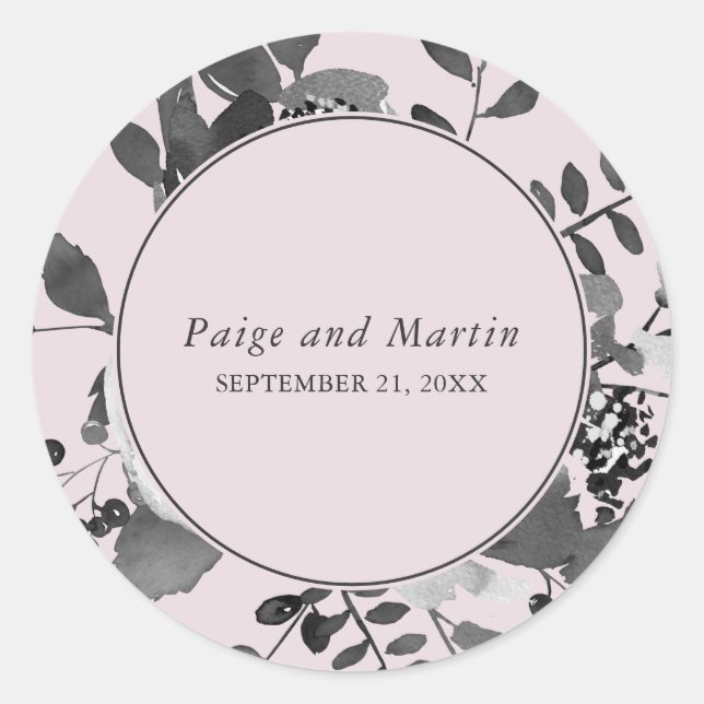 Sticker Rond Flore grise et blanche Enregistrer le Mariage de d (Devant)