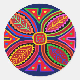 Sticker Rond Flore Mola Indienne Kuna
