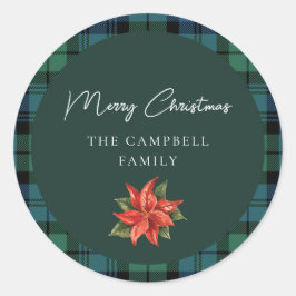 Sticker Rond Flore Plaid Script rustique Campbell Tartan