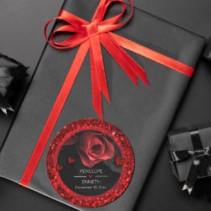 Sticker Rond Flore rouge noir foncé Moody