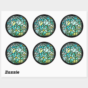 Sticker Rond Flore verte en mosaïque
